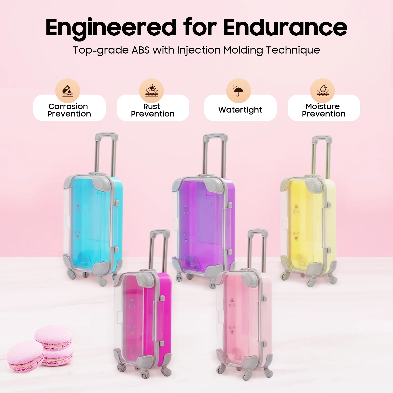 

12pcs Mini Suitcase Simulation Trolley Case Mixed Colors Telescopic Handle Rotatable Wheels for Kids Toy Small Items Storage