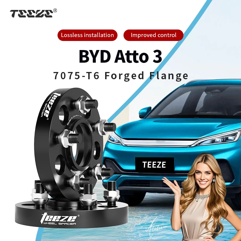 

Teeze 2/4 шт. 5x114,3 CB 64,1 мм M12x1,5 ступица центральная черная кованая проставка для колеса для BYD Atto 3 фланцевая пластина 15/20/25/30/35 мм