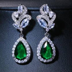 EMMAYA  Vintage Green CZ Dangle Earrings for Party Romantic Women's Accessories Birthday Gift High Quality Luxury Jewelry Bulk