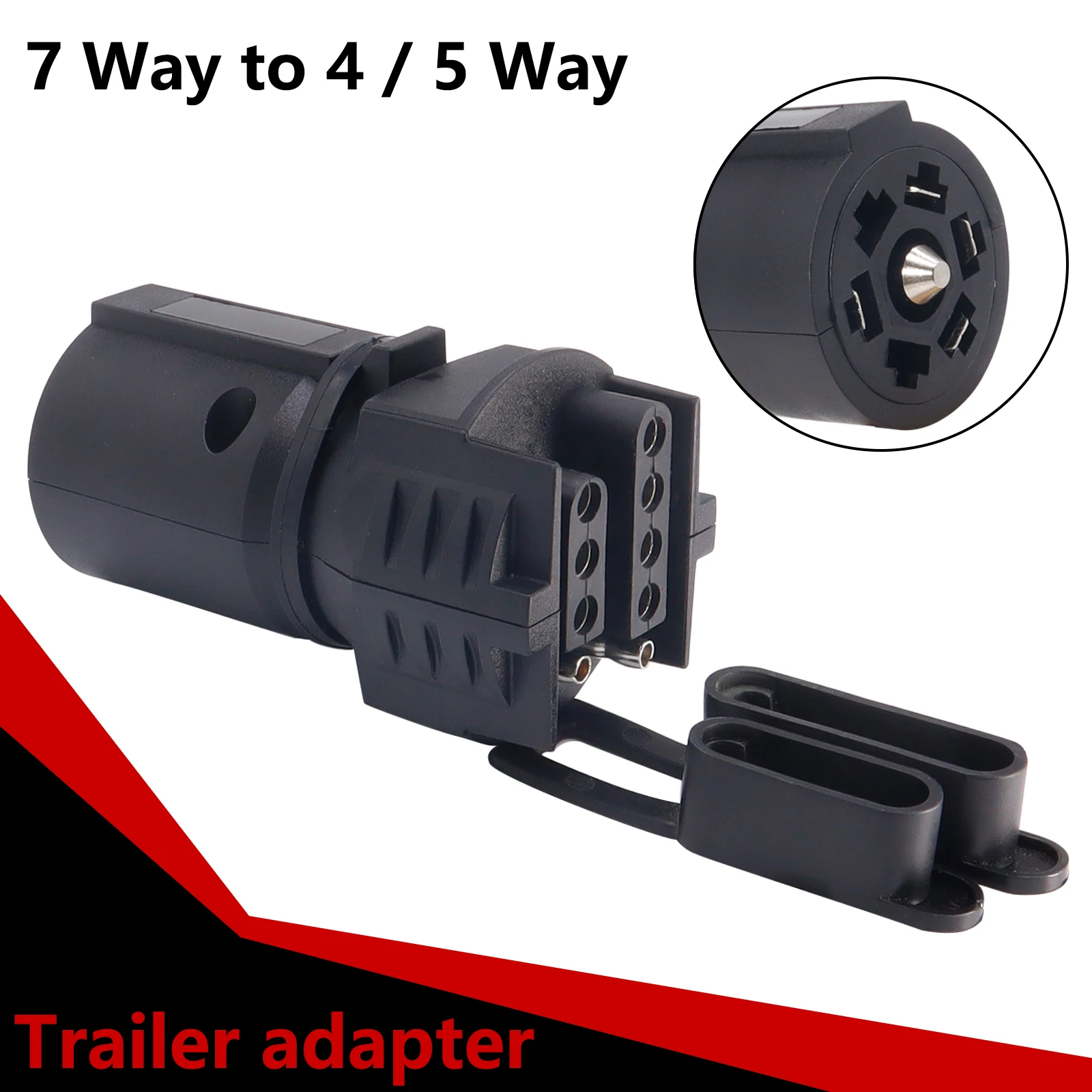 7 Pin Blade to 4 Pin 5 Pin Flat Trailer Adapter Wiring Light Plug Caravan RV Tow Truck Boat Adapters Connector Dust-proof Cover
