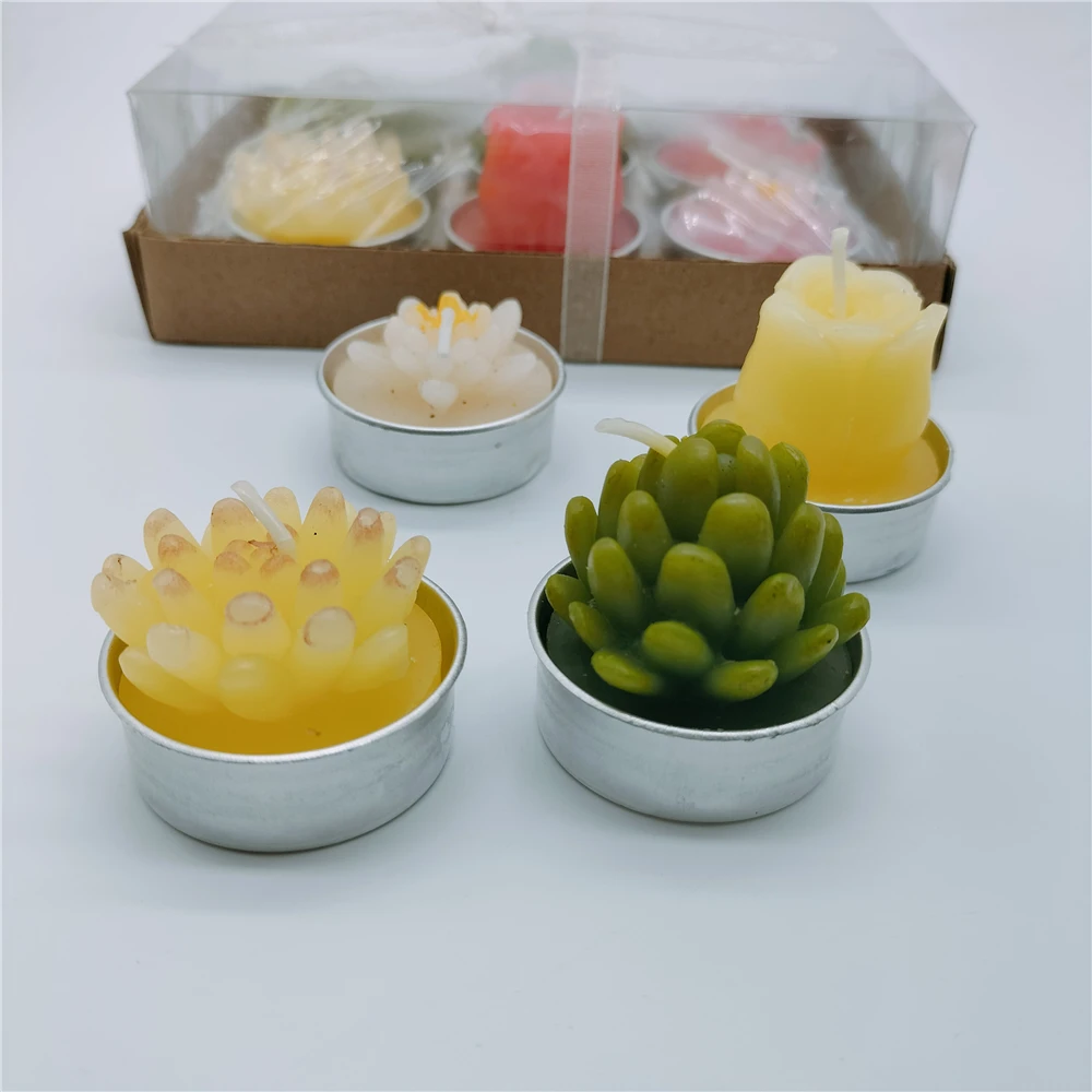 succulents Plant Aromatherapy candle red flower, papaya, longan aromatic Home Decorative Candles 1Pcs