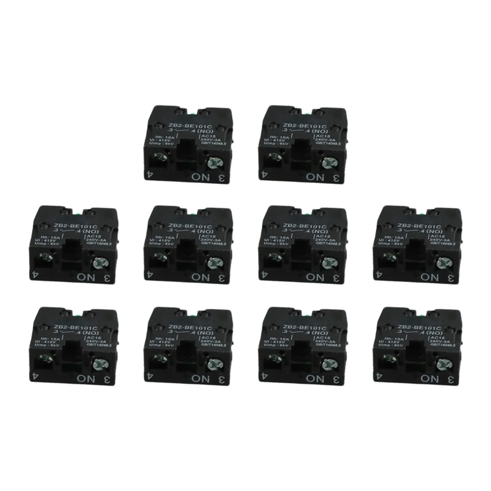 10PCS ZB2-BE101C NO ZB2-BE102C Contact Block For Pushbutton Switch Snap-In Mount 10A 600V Screw Clamp Terminal Connection