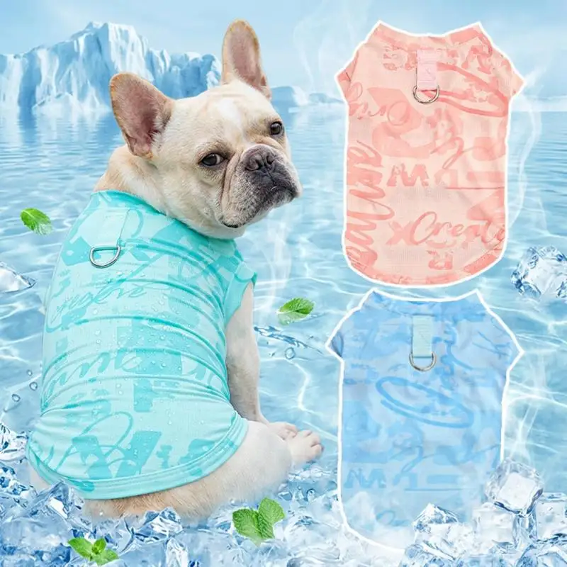 Gilet pour chien en tissu soie glacée, effet rafraîchissant, respirant, léger, pour l'été, pour chiots, chats et animaux de compagnie, sans manches, pour les journées chaudes