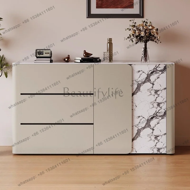 LSModern Deluxe Rock Slate Countertop Side Cabinet Storage locker drawer type storage living room cabinets Wardrobe furniture