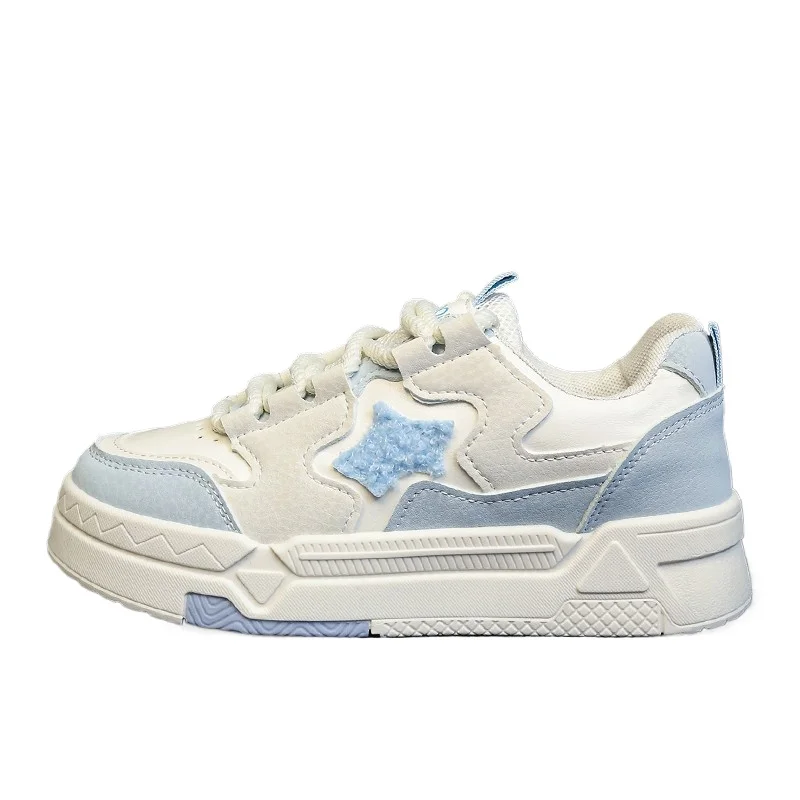 أحذية رياضية كاواي كورية من الفيروسية باللون الأزرق والأبيض |   لوليتا أزياء مبركن الشقق المرأة عارضة مصمم الأحذية