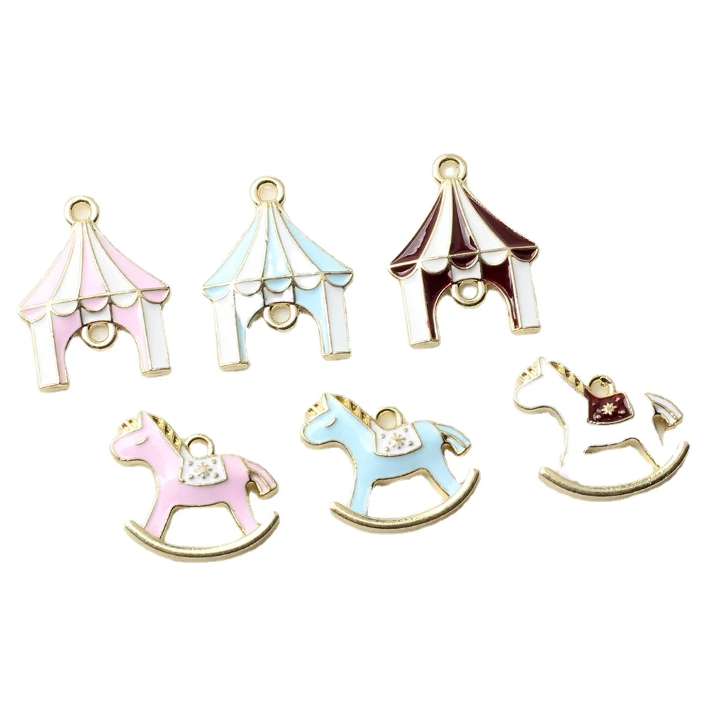 Colorful Carousel Charms Zinc Alloy Pendant Accessory for DIY Jewelry Necklace Earrings Bracelets 10pcs/lot