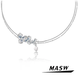 MASW Original Design Elegant Temperament Fresh Flower Pendant Necklace For Women Girl Gift Modern Jewelry 2024 New