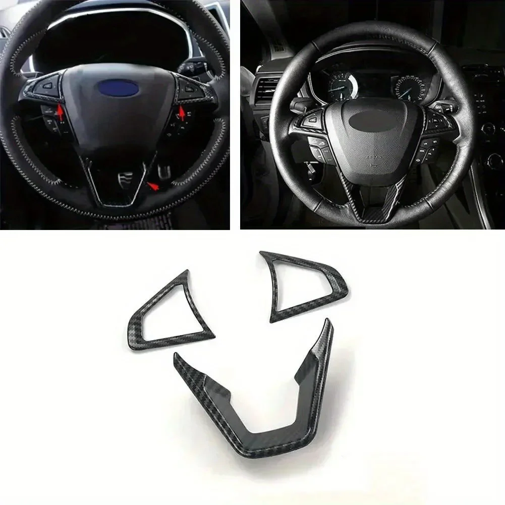 Suitable for Ford Fusion Mondeo Edge 3-piece Carbon Fiber Color Steering Wheel Decoration Accessories Carbon ABS Material