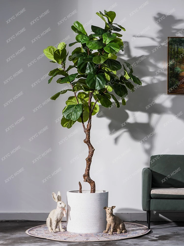 

Wind Ficus Lyrata Tree Simulation Greenery Potted Indoor Living Room Showcase Decorations