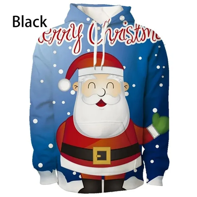 

Merry Christmas Graphic Pullover Hoodies 3D Santa Claus Reindeer Print Hooded Hoody For Men Women Kids Fashion Sweatshirts Tops