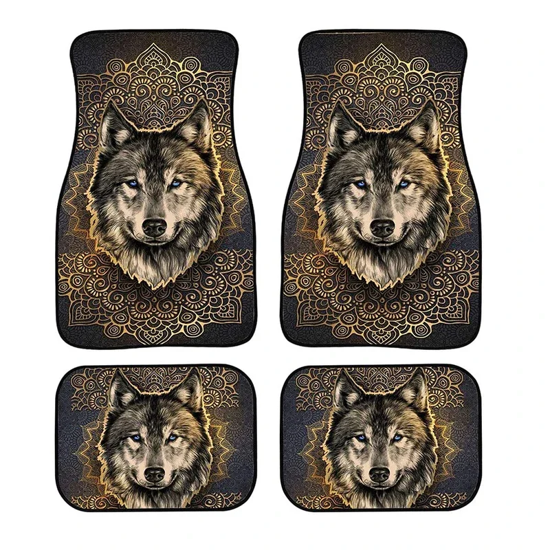 4PCs Set Heavy Duty Rubber Car Foot Mat, For Golf 7 Bmw F10 All Weather Safety Protection Carpet Bone Hand Rose Print