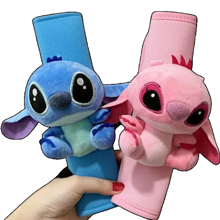 NEW Disney Stitch Kawaii Cute Animation Peripheral  Angel Angel Male and Female Car Seat Belt Doll Plush Protective Shoulder Pad