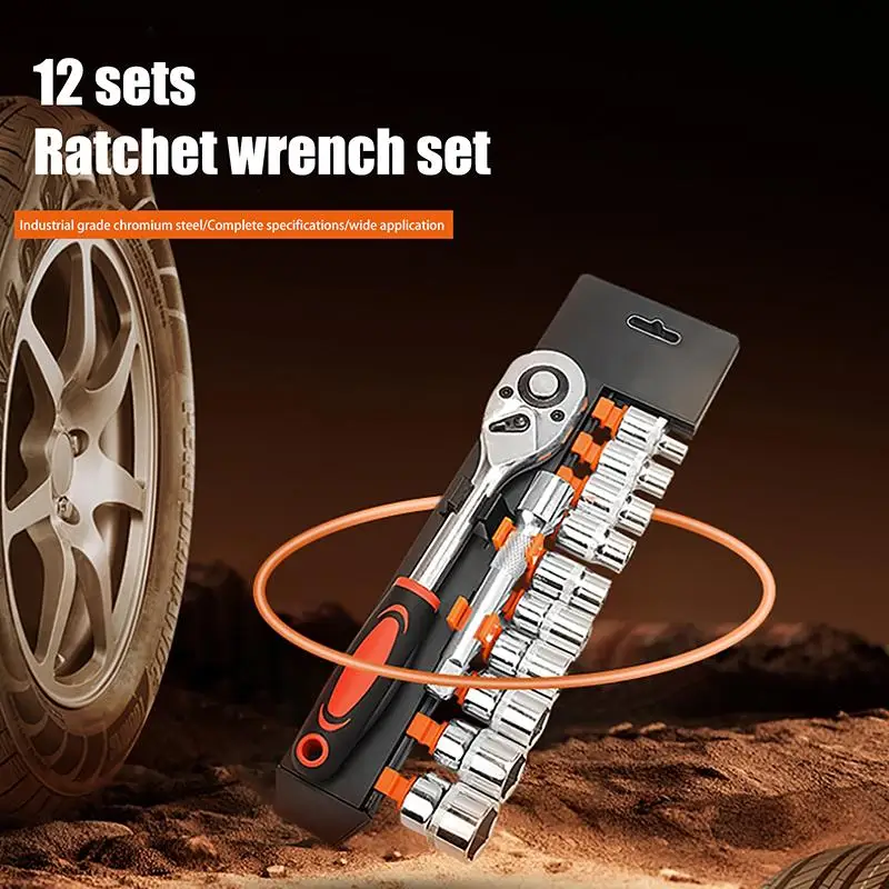 

12-piece Auto Repair Tool Set Socket Wrench Combination Complete Set Of Hardware Toolbox Tools