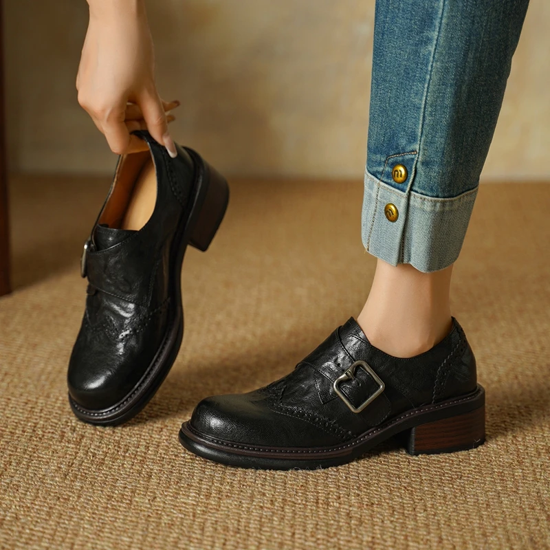 2027 New Buckle Brogue Shoes f - Oxford Shoes Brogue 评论和价格