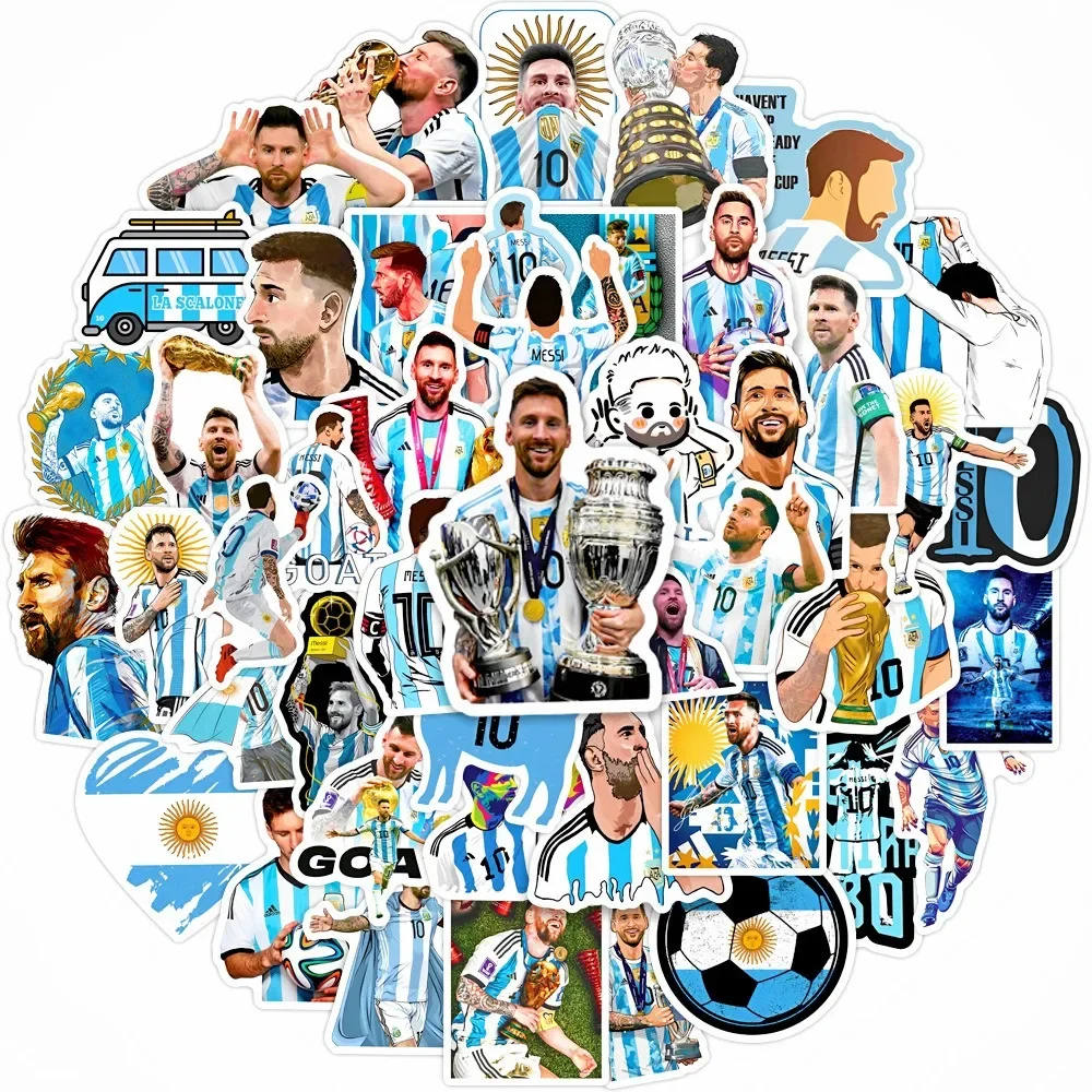 50PCS Messi Football Star Sticker Notebook Skateboard Water Cup Waterproof Decoration Graffiti Personality Sticker Toy