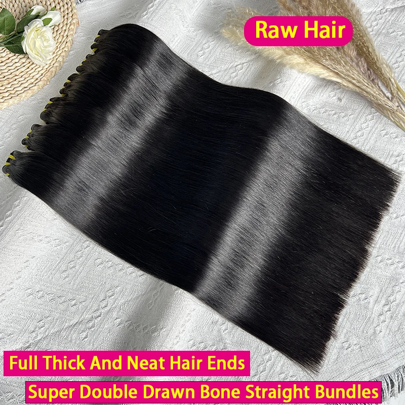 

Супердвойные прямые необработанные вьетнамские волосы, пучки натуральных вьетнамских волос для наращивания, натуральный цвет