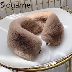2025 New Winter Faux Fox Fur Collar Shawl Thick Warm Neck Protection Coat Hood Decor Push Fur Scarf Neckerchief Jacket Collar