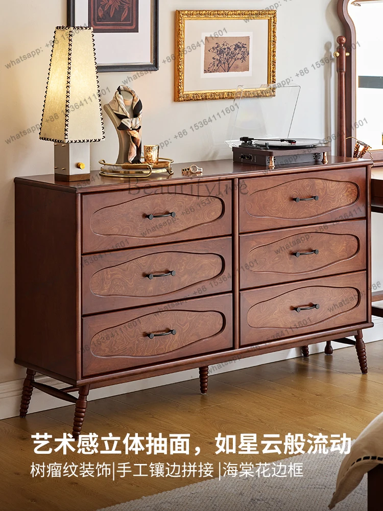 

French retro six-bucket four-chest chest of drawers cabinet storage all solid wood living room