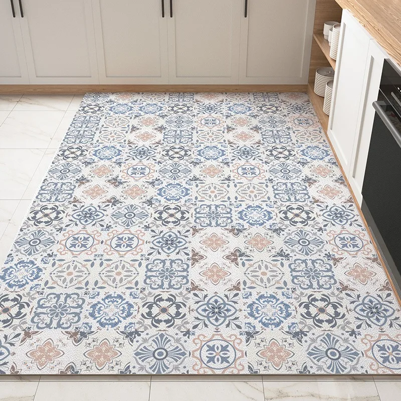 

Kitchen Carpet Pvc Non-slip Floor Mat Leather Waterproof Mats American Retro Style Home Decoration Rug Alfombra De Cocina 주방 카펫