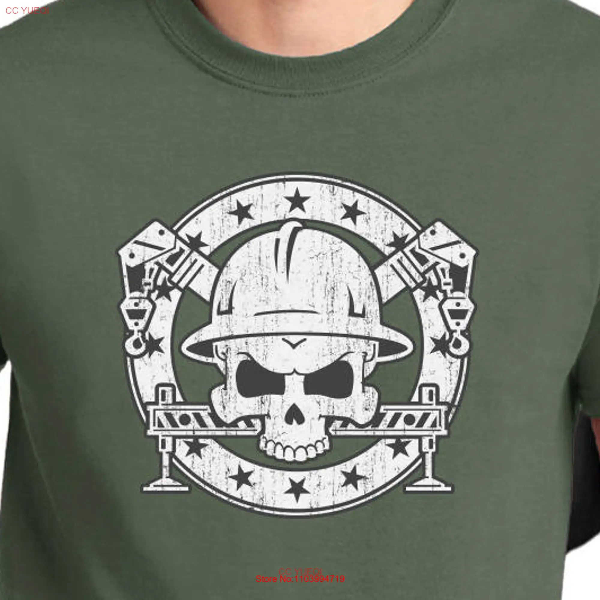 Crane Operator T shirt tower skull boom truck crossbones tee long or short sleeves