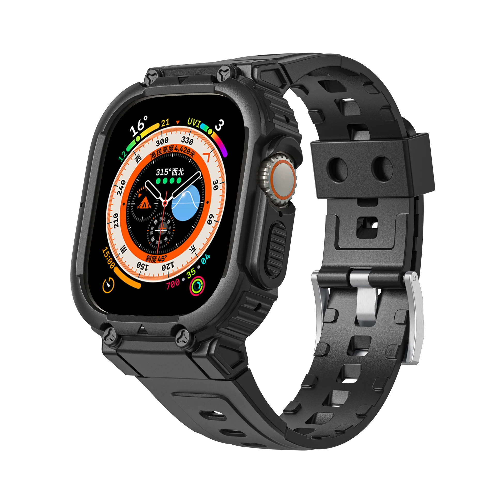 Strap with Bumper Case Cover for Apple Watch Band 45mm 44mm 42mm 40mm Ultra 49mm Rugged Sport Band for IWatch SE 8/7/6/5/4/3/2/1