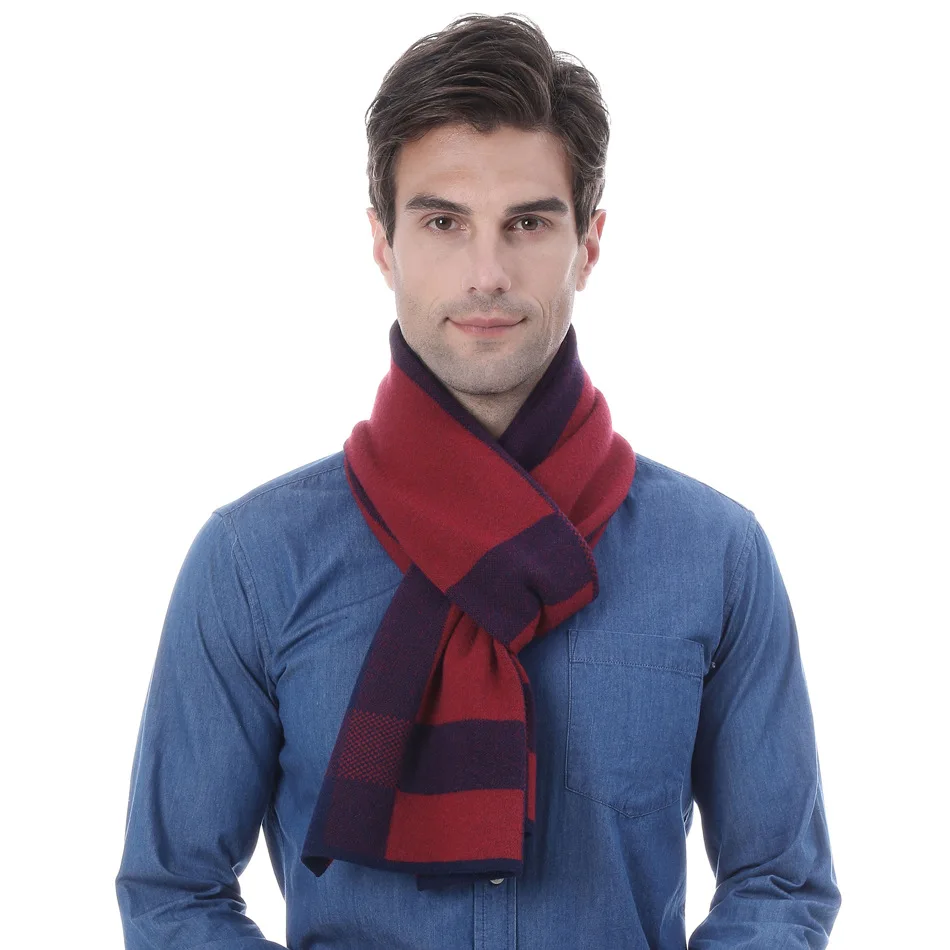 

Деловой повседневный вязаный мужской шарф для пожилых людей среднего возраста, имитация кашемира, волнистый узор, цветной теплый мужской шарф для шеи