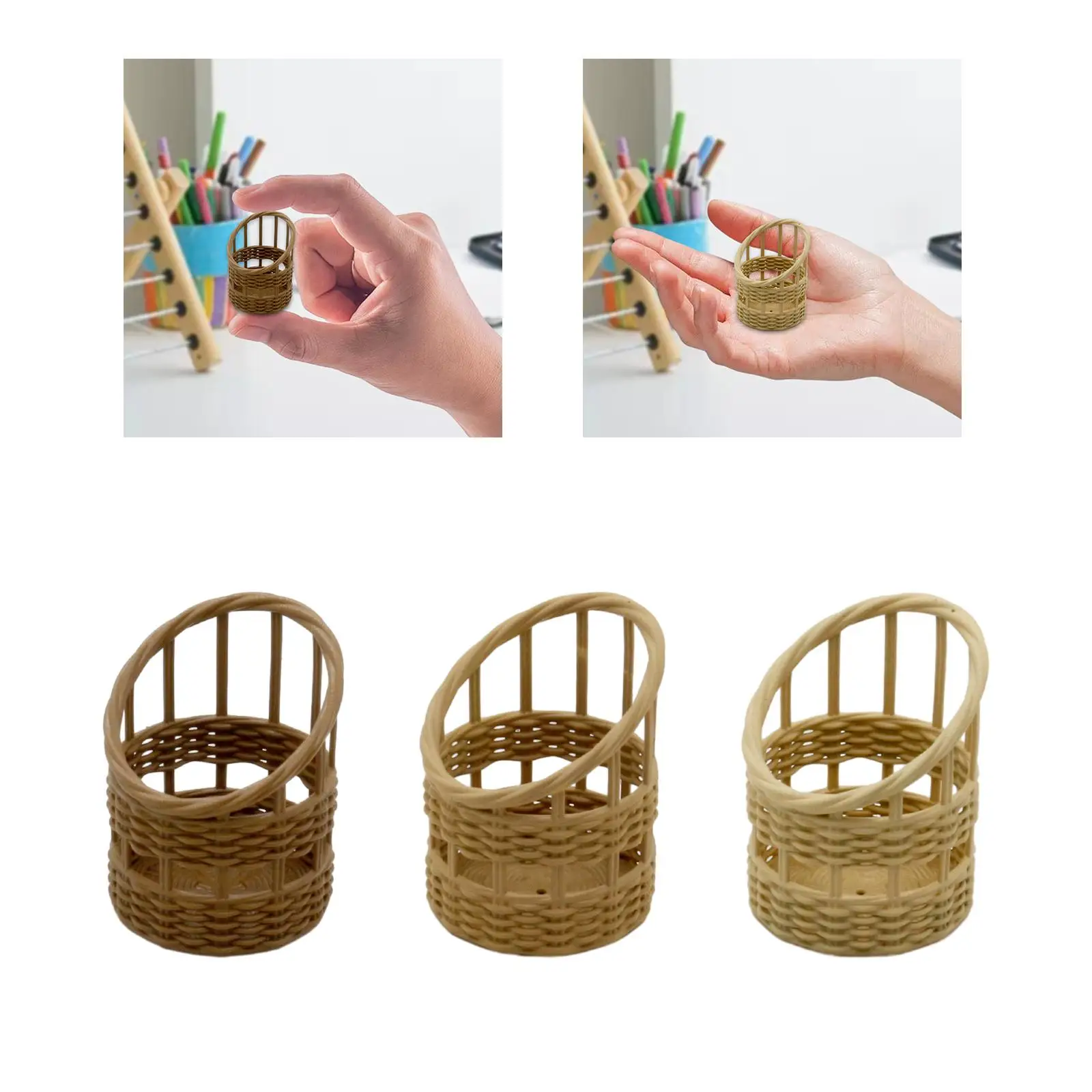 Dollhouse Woven Basket Model 1/6 1/8 Miniature Storage Basket Micro Landscape Decor Dollhouse Accessories for Boys Children