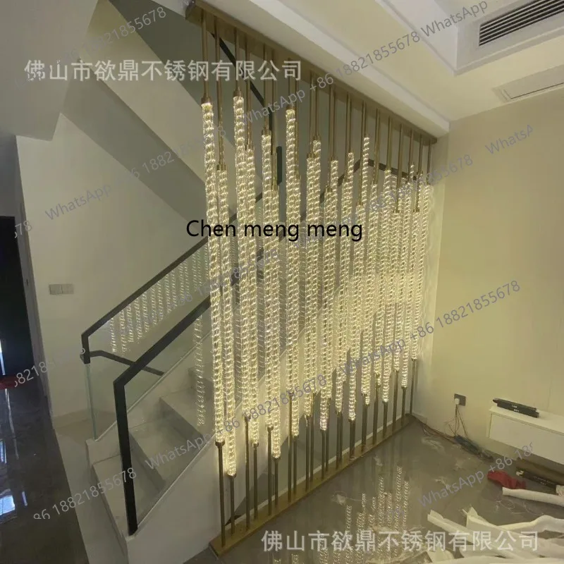 Stainless steel crystal glass column screen hotel lobby sales department partition wall lighting acrylic threaded glass column
