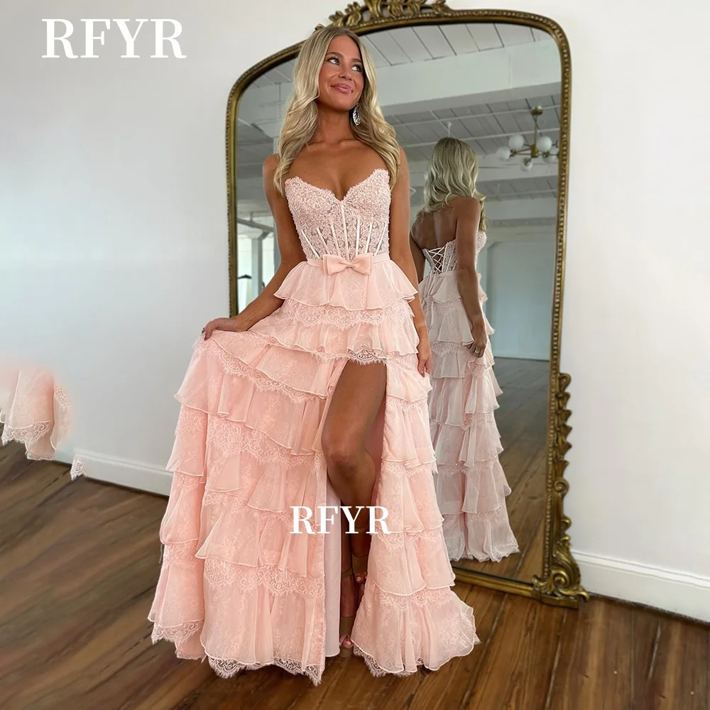 

RFYR Sweetheart Prom Dress A Line Evening Dress Lace Party Dress for Arabic Women Celebrity Gala Dress Vestidos Customized
