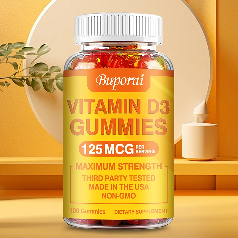 

Vitamin D3 Gummies - Helps Muscle Nerve Health Support Bone Density Teeth and Skin Heart Health Gluten Free