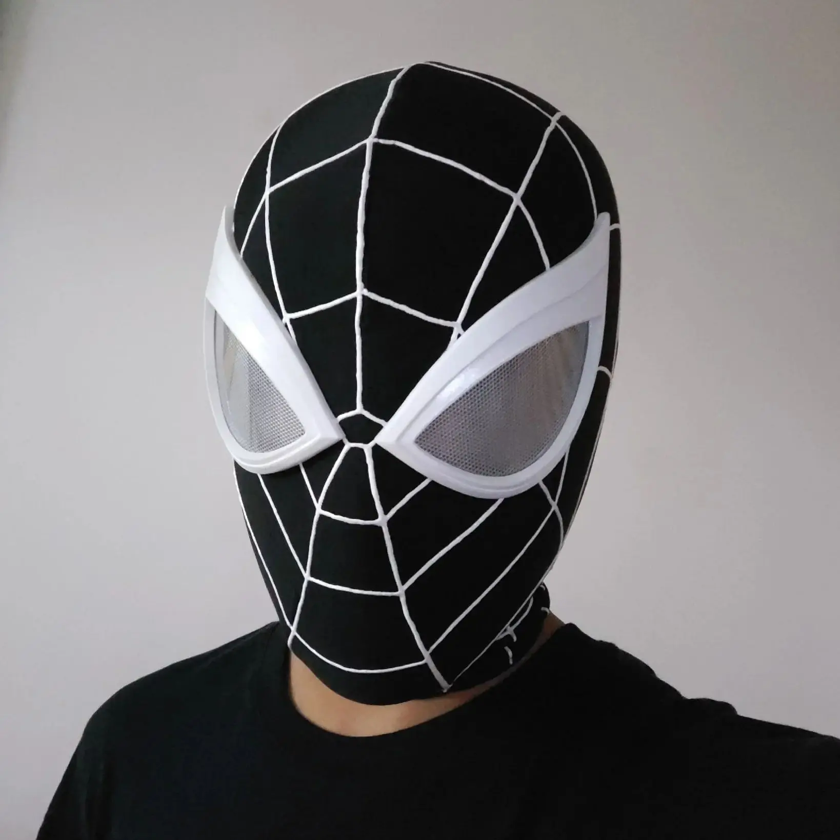 Máscara personalizada de Marvel, máscara de Spider-Man de zona negativa con estampado 3D, carcasa de casco y lentes con máscara de tela