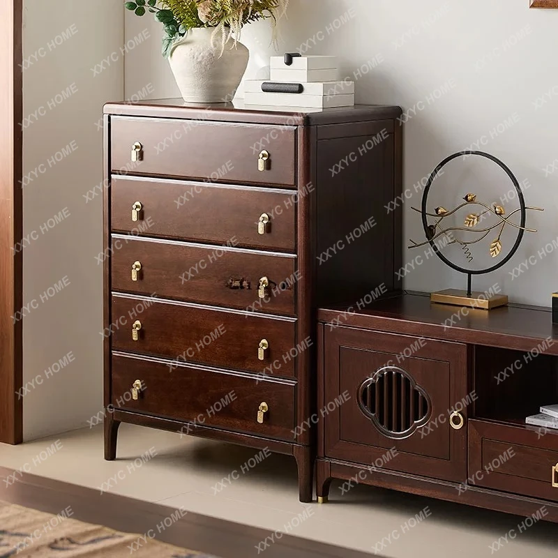 

LChinese chest of drawers solid wood household drawer storage bedroom bedside storage