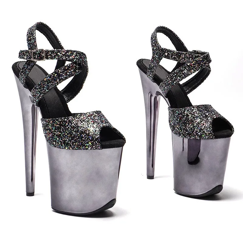 Sandales de soirée à talons hauts pour femmes, chaussures de pole légiti, sandales de spectacles de modèles, dessus scintillant, sexy, même plateforme, nouveau, 229, 20cm, 8 pouces