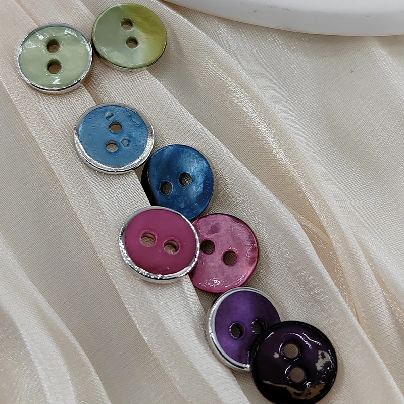 10MM Natural Shell Buttons Of Clothing High Quality Luxury Colorful 2-Holes Button Mother Of Pearl Sewing Accessories 10Pcs