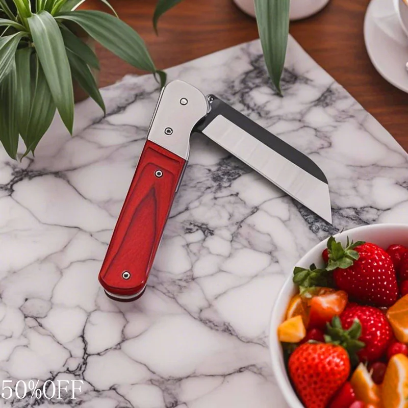 

Colorful Wood Handle Folding Knife - Features Ultra-Hard Sharp Steel Blade for Everyday Carry, Hiking and Survival