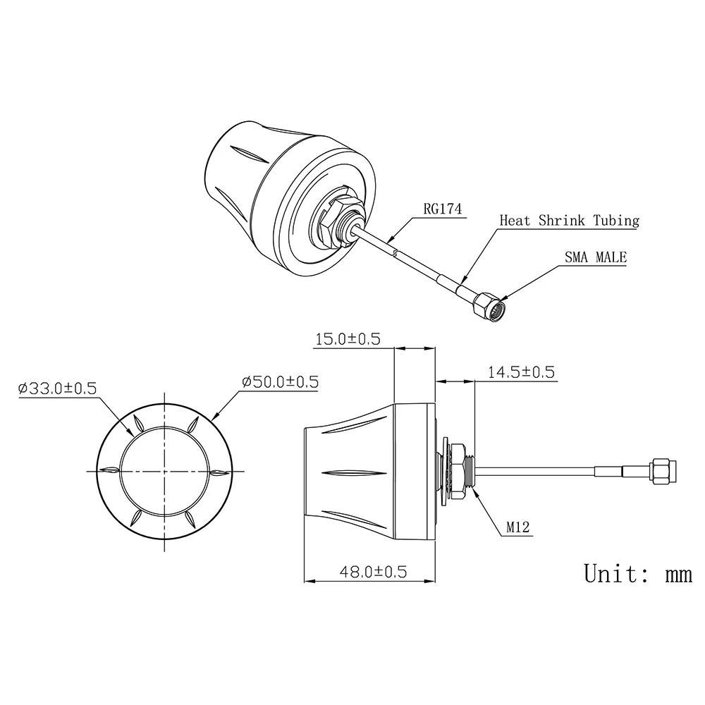 Interfaz SMA impermeable al aire libre de la antena del hongo de IP67 GPS GLONASS