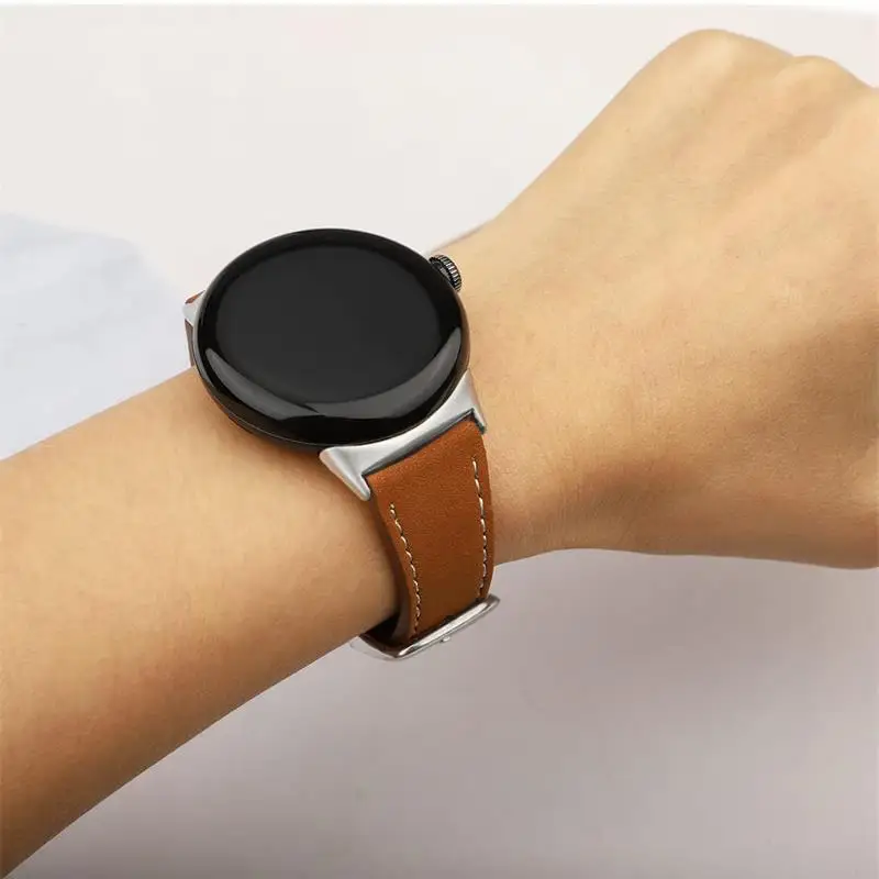 Leather Band for Google Pixel Watch Strap Betl Smartwatch Metal Connectors Accessories Bracelet Google Pixel for Hermes Correa