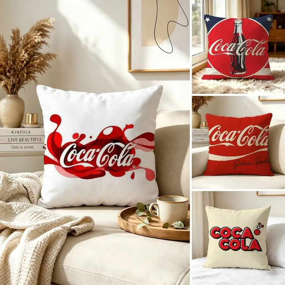 C-Coca C-cola V-Vintage Logo Pillow Case for Sofa Living Room Home office Decor Protective Cover