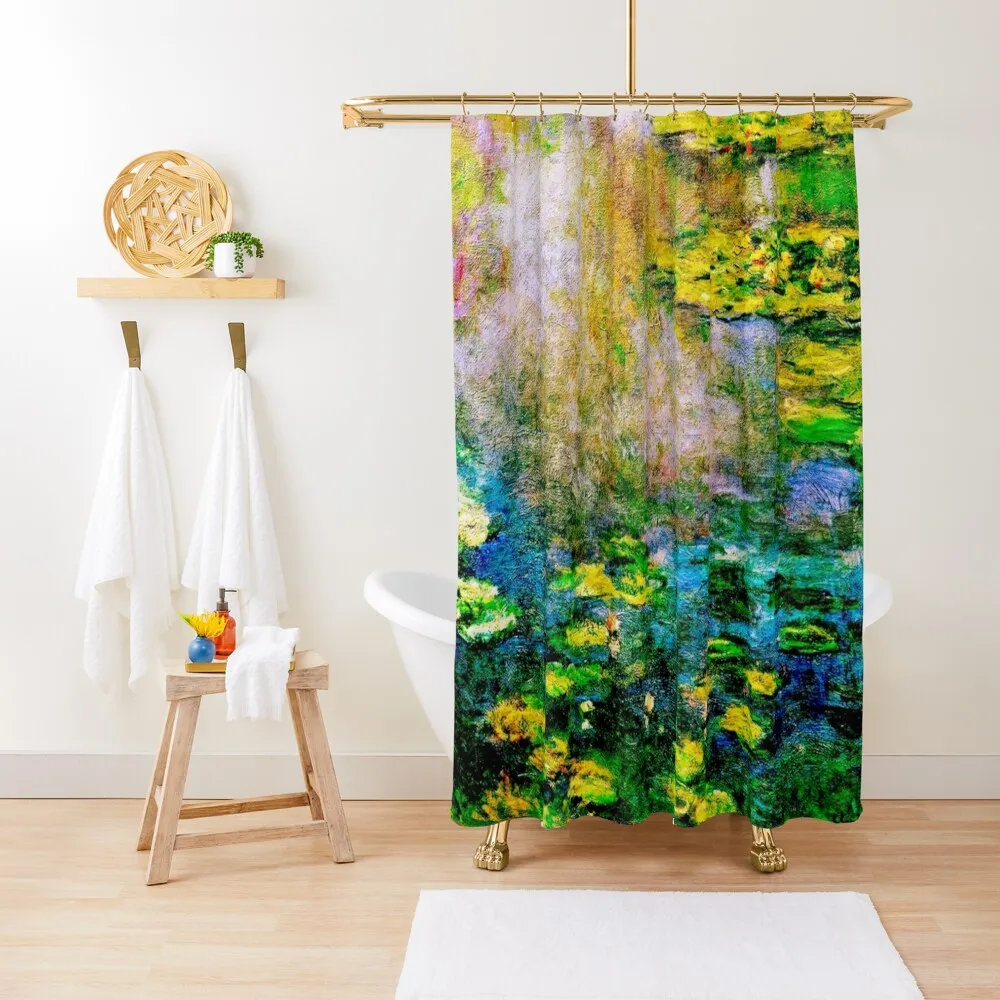 

Claude Monet Les Nymphéas Jaunes Yellow-teal Water Lily Garden Shower Curtain For Bathroom Shower Set For Bathroom Curtain