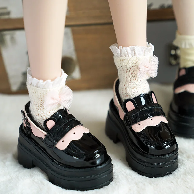 BJD Doll Shoes For 1/4 MSD MDD Shoes Doll Accessories Black Leather Shoes Up Doll Gift Diy Shoes