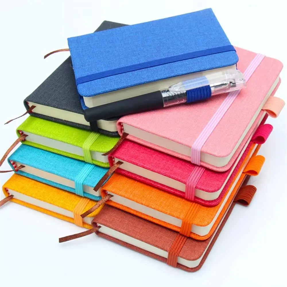 

2pcs Durable 100 Sheets A7 Mini Notebook Thick Refillable Blank Page Notepad Linen Cloth Grain Square Portable Pocket Memo Diary