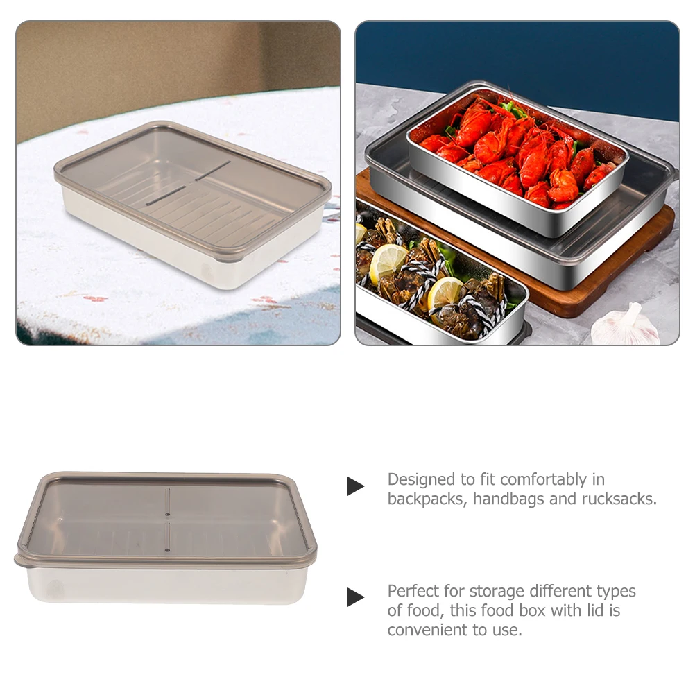 

Stainless Steel Square Tray Food Container 304 Grade Deep Box BBQ Draining Oil Fruit Storage Picnic Camping Hiking Portable Keep