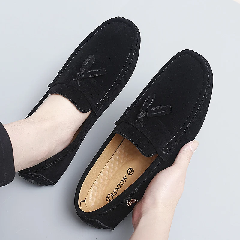 

Summer New Driving Flats Stylish Style Male Moccasins Business Shoes Fashion Trendy Lazy Loafers Suede Leather Mens Casual Shoes