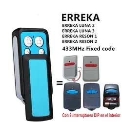 Télécommande de Garage Compatible ERREKA RESON 1 LUNA 2 433mhz, Duplicateur avec Gros Bouton, 8 Dip Partners Code Clone