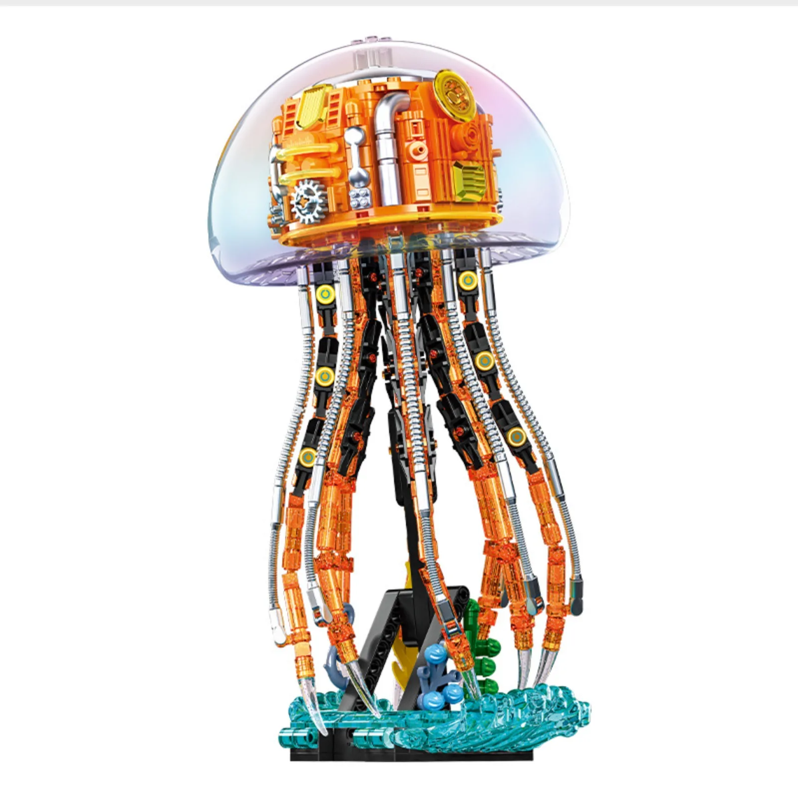 

Mechanical Jellyfish Building Blocks with LED Lights - STEM Toy for Boys, Creative Assembly Model Gift