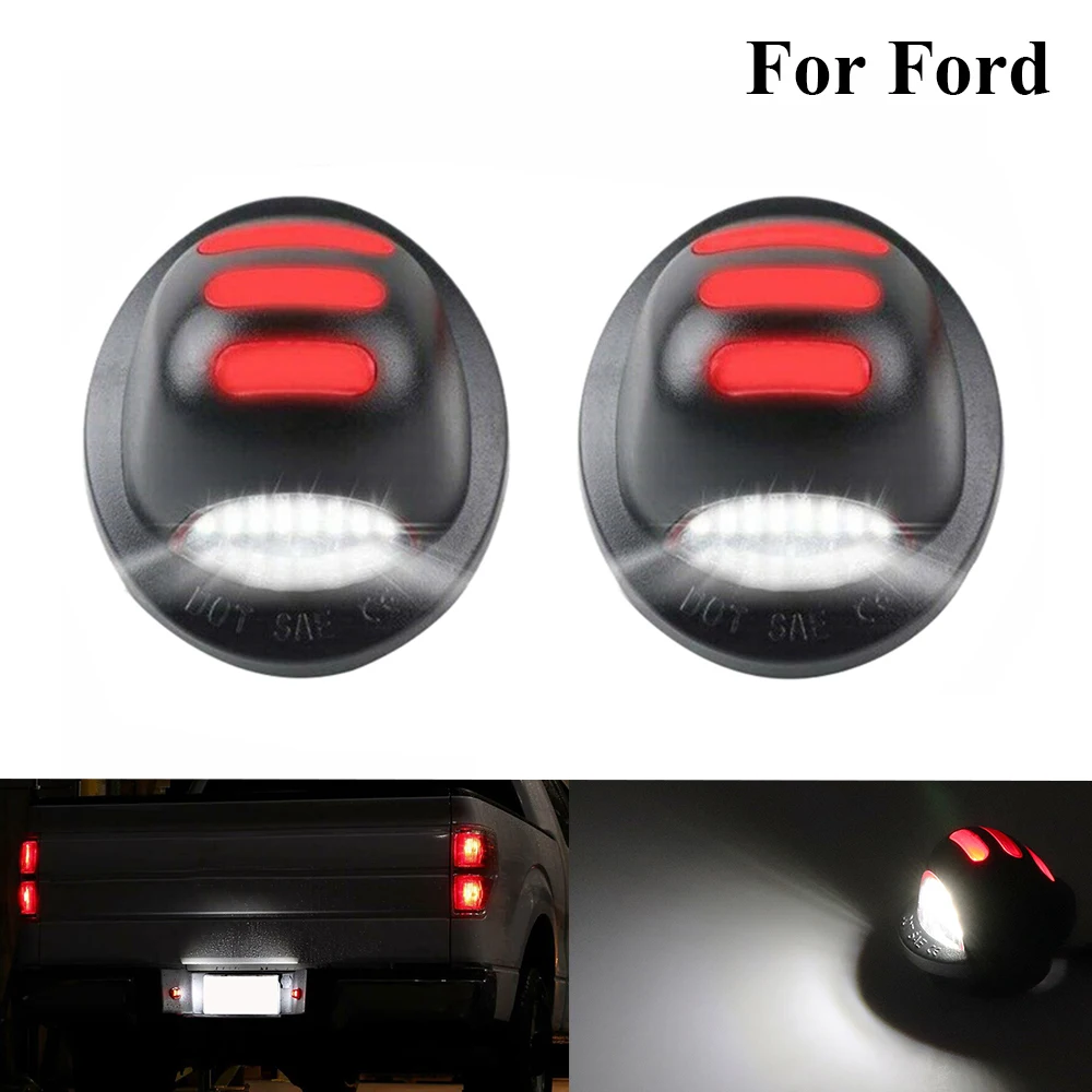 

2Pcs Auto Number License Plate Lights Lamp For Ford F150 F-150 F-250 F-350 F-450 F 150 250 350 450 LED Car Luces Assembly New