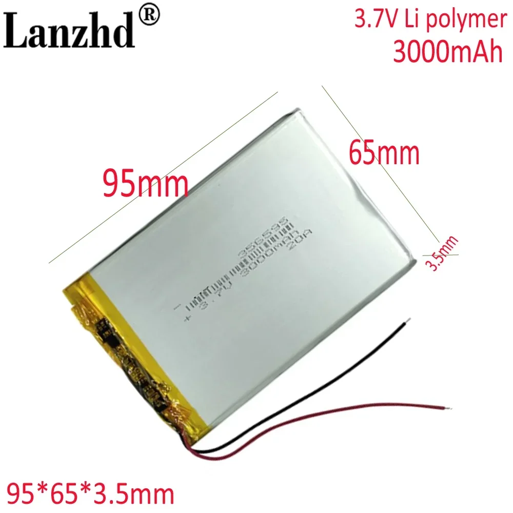 

1-12pcs lithium ion battery 3.7V 3000mAh polymer Lithium battery for Tablet PC / MID / PDA 356595 95*65*3.5mm