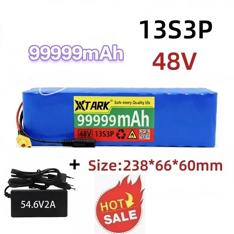 

New 48V 99999mAh 100000mAh 13S3P Lithium Ion Battery Pack 54.6V With BMS + Charger For Electric Devices