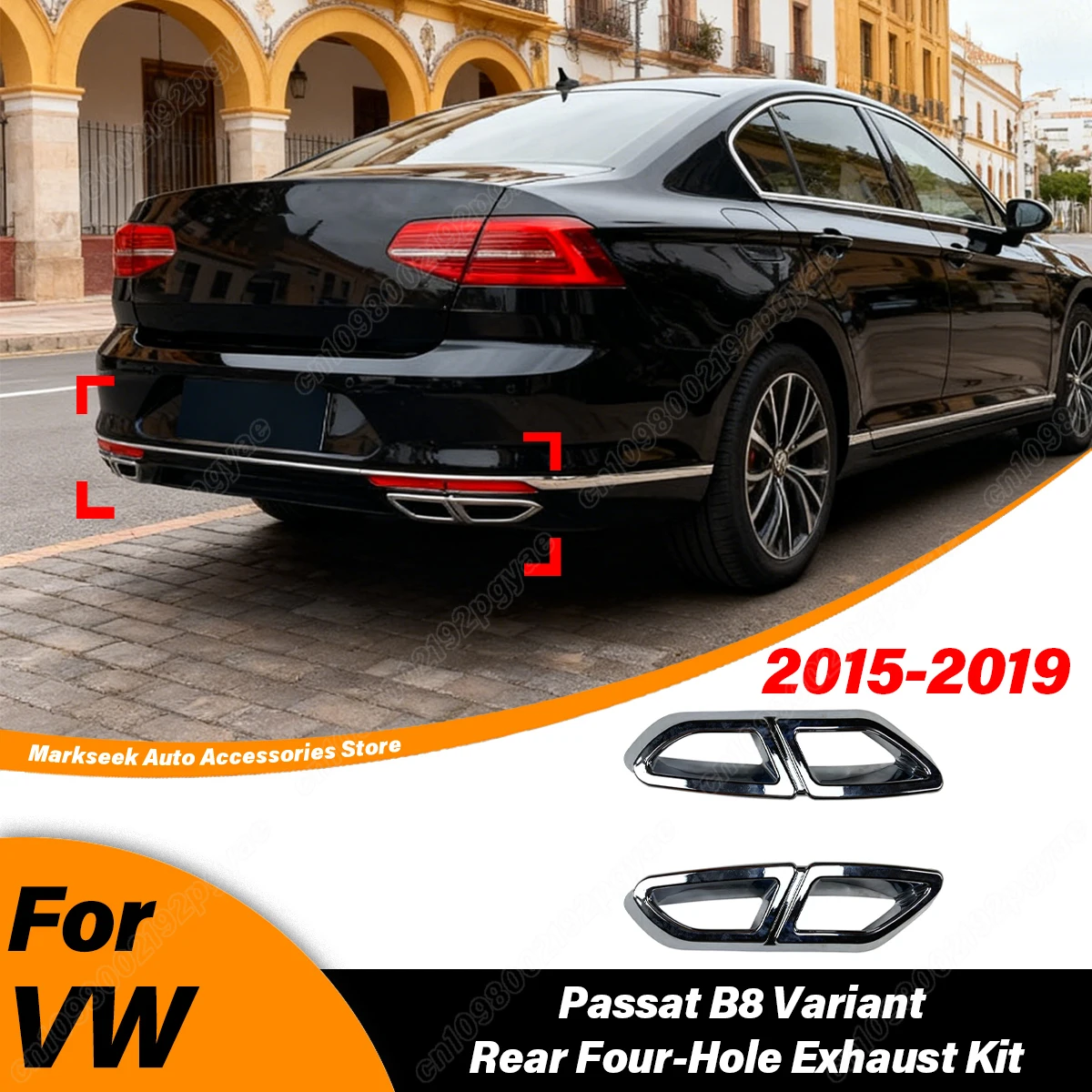 

For VW Passat B8 2015 2016 2017 2018 2019 Car Spoiler Sport Bumper Diffuser Variant Rear Four-Hole Exhaust Body Modification Kit