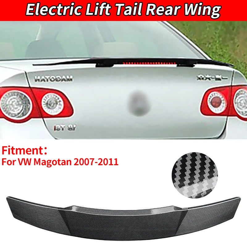 For VW Magotan 2007-2011 Carbon Fiber Look Car Lift  Rear Spoiler Wing Trunk Tail Remote Control Modification Accessorie